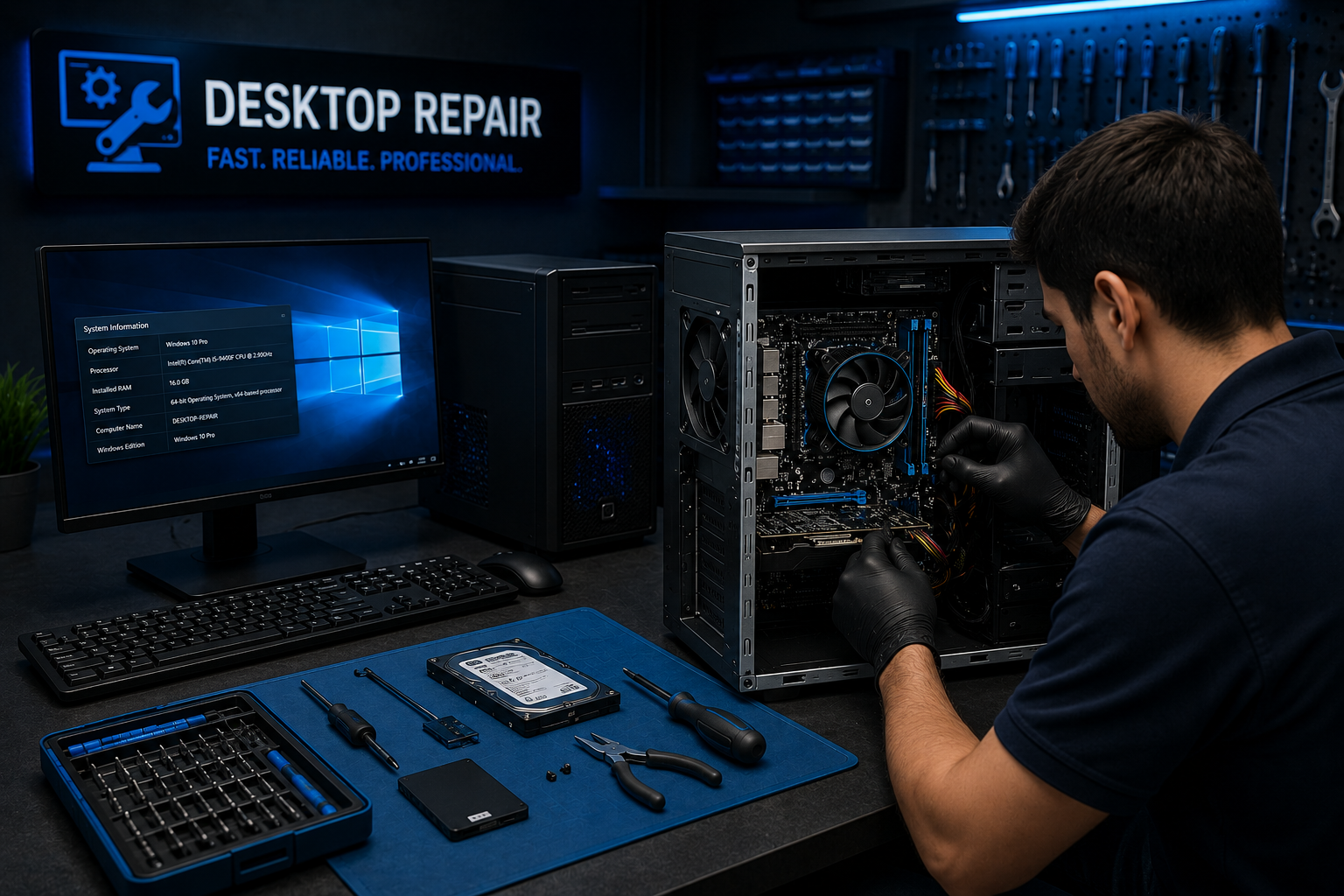 Desktop computer servicing